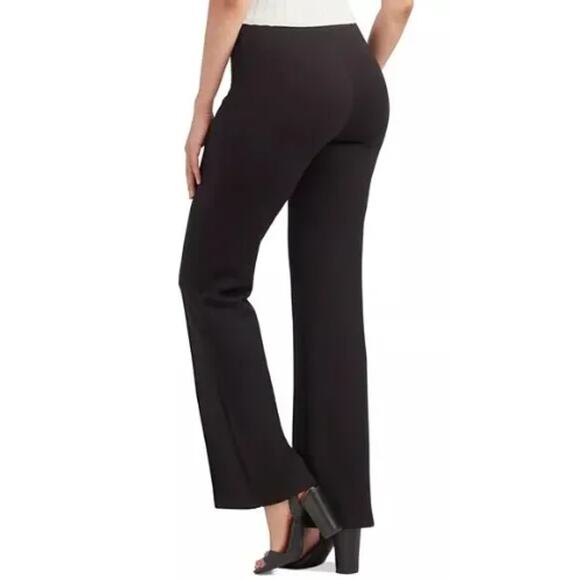 NEW BCX Black Pull On Dress Pants Small Seamed Flare Scuba Stretch Trousers Work - Picture 2 of 7